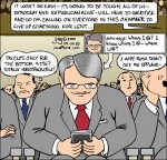 Cartoon of Republicans too busy tweeting on Twitter to actually listen to Obama’s first State of the Union addresses and send snarky messages via their blackberries.