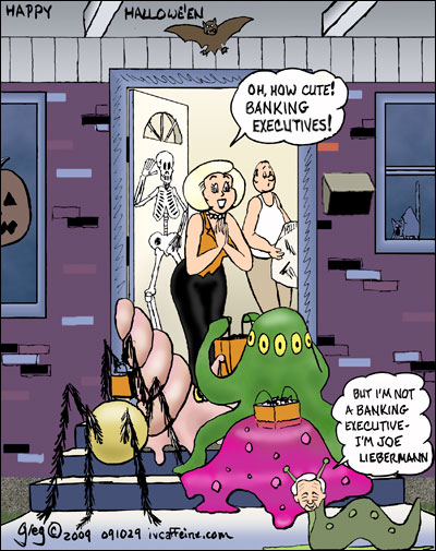 Mrs. Dymme mistakes the chthonic spawn of Cthulhu for children trick-or-treating as financial executives.