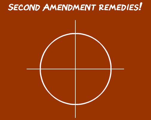 Animated GIF: 2nd amendment rights over crosshairs dissolving to Ooops over funerary cross.
