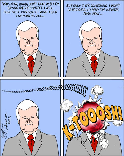 Newt Gingrich's head explodes from his own lack of consistency..